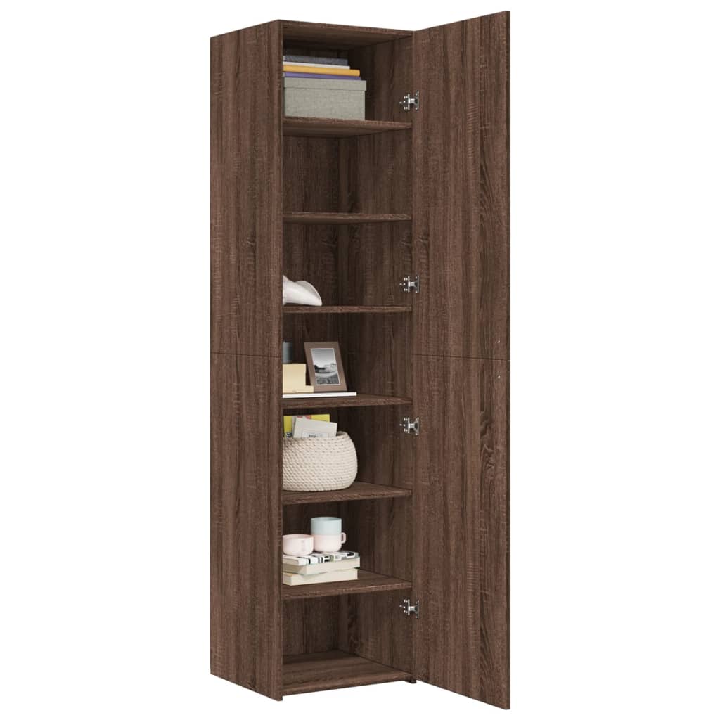 Buffet haut chêne marron 45x42,5x185 cm bois d'ingénierie - XIOS