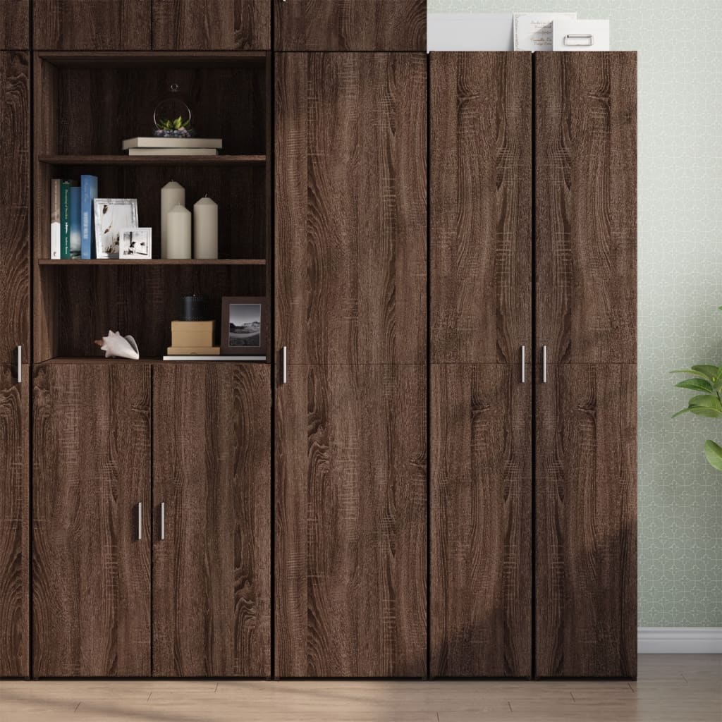 Buffet haut chêne marron 45x42,5x185 cm bois d'ingénierie - XIOS