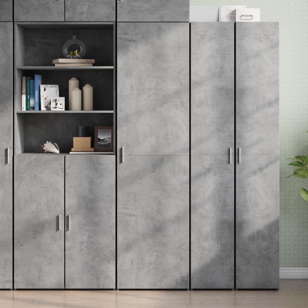 Buffet haut gris béton 50x42,5x185 cm bois d'ingénierie - XIOS