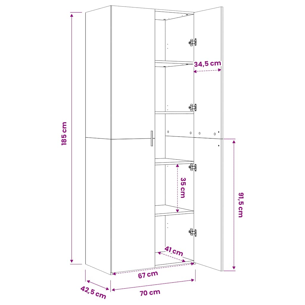 Buffet haut blanc 70x42,5x185 cm bois d'ingénierie - XIOS