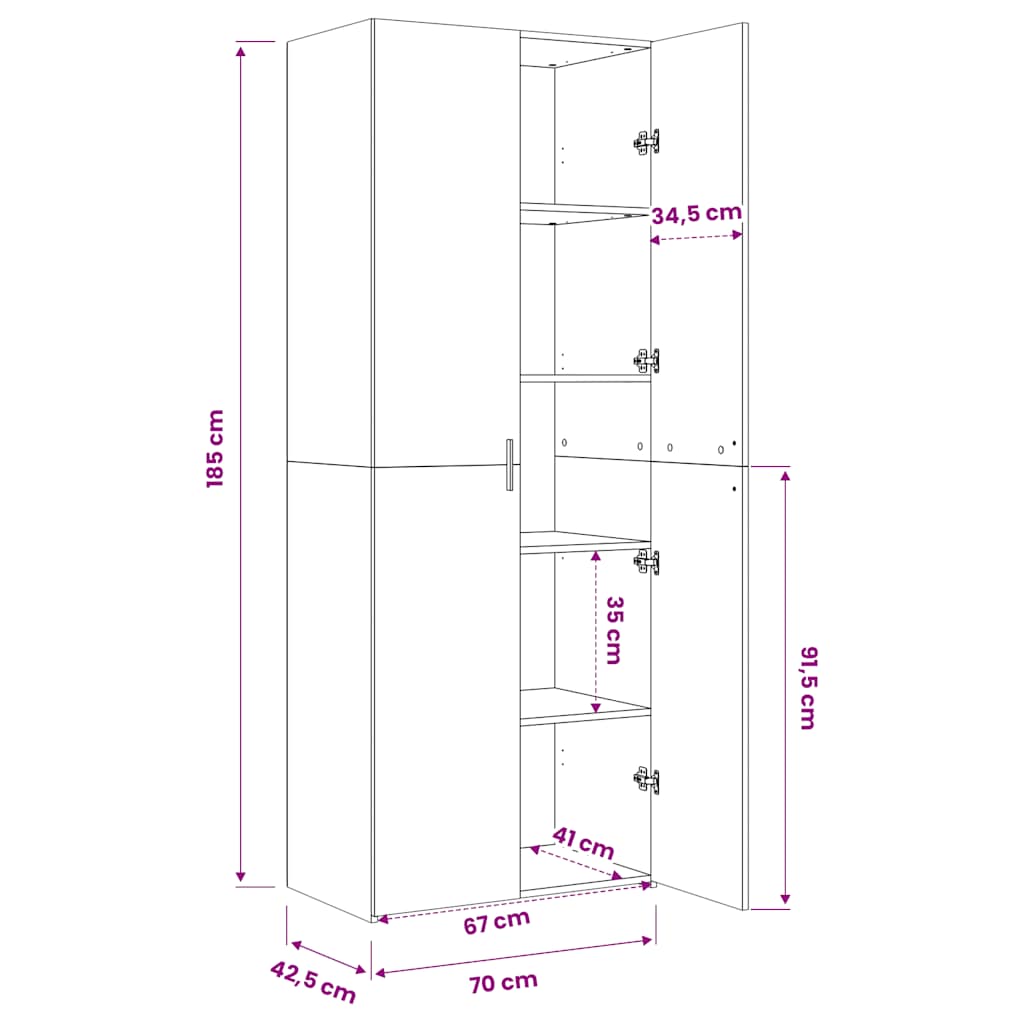 Buffet haut gris béton 70x42,5x185 cm bois d'ingénierie - XIOS