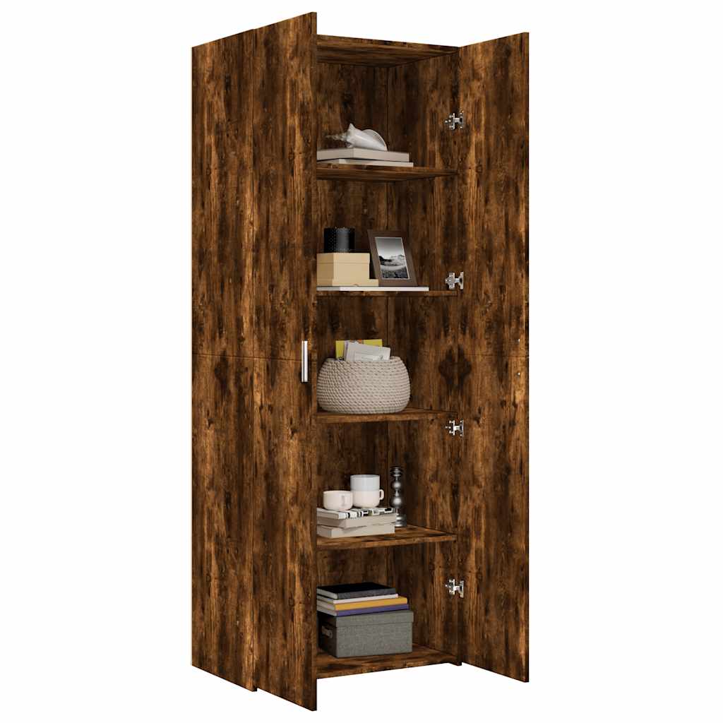 Buffet haut chêne fumé 70x42,5x185 cm bois d'ingénierie - XIOS