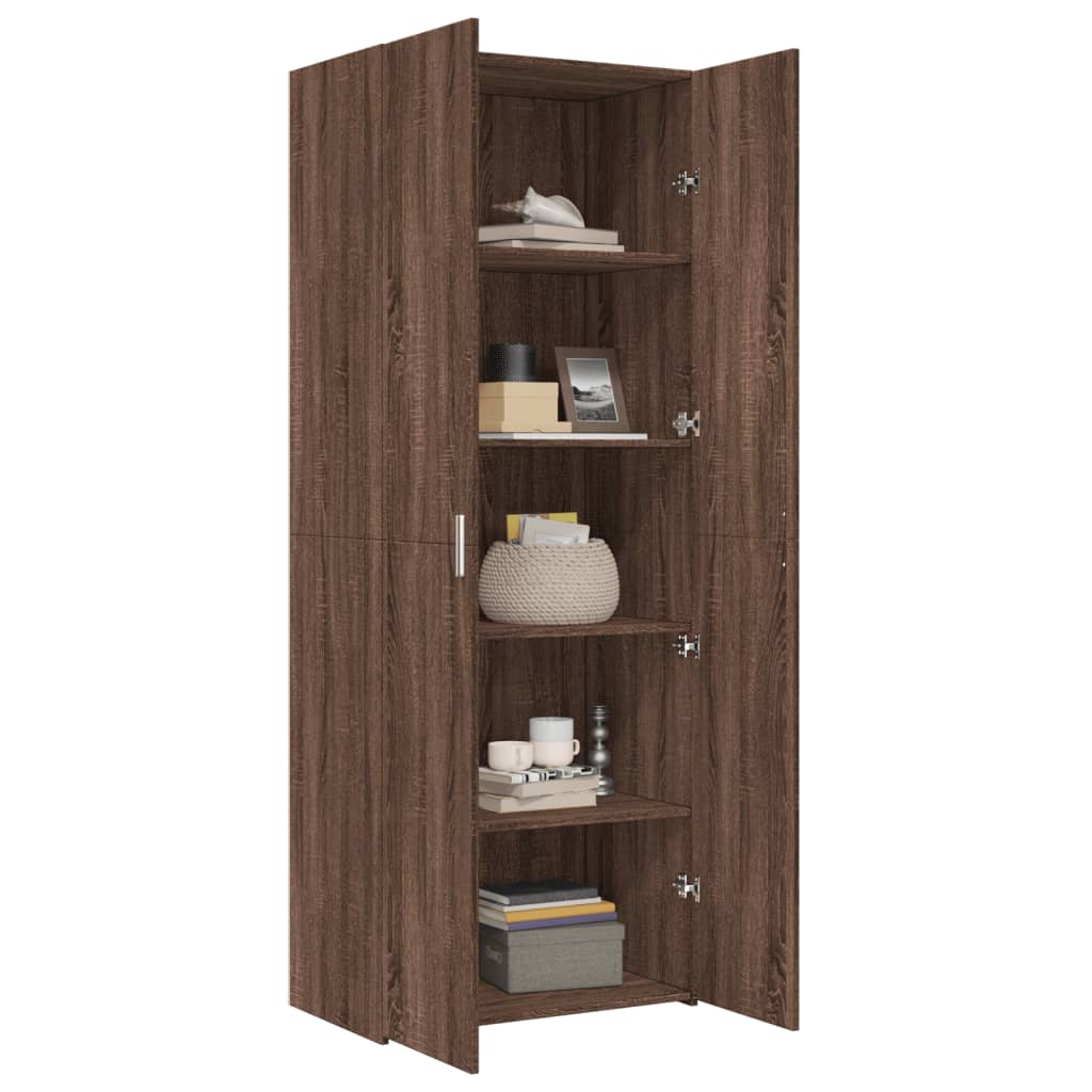 Buffet haut chêne marron 70x42,5x185 cm bois d'ingénierie - XIOS