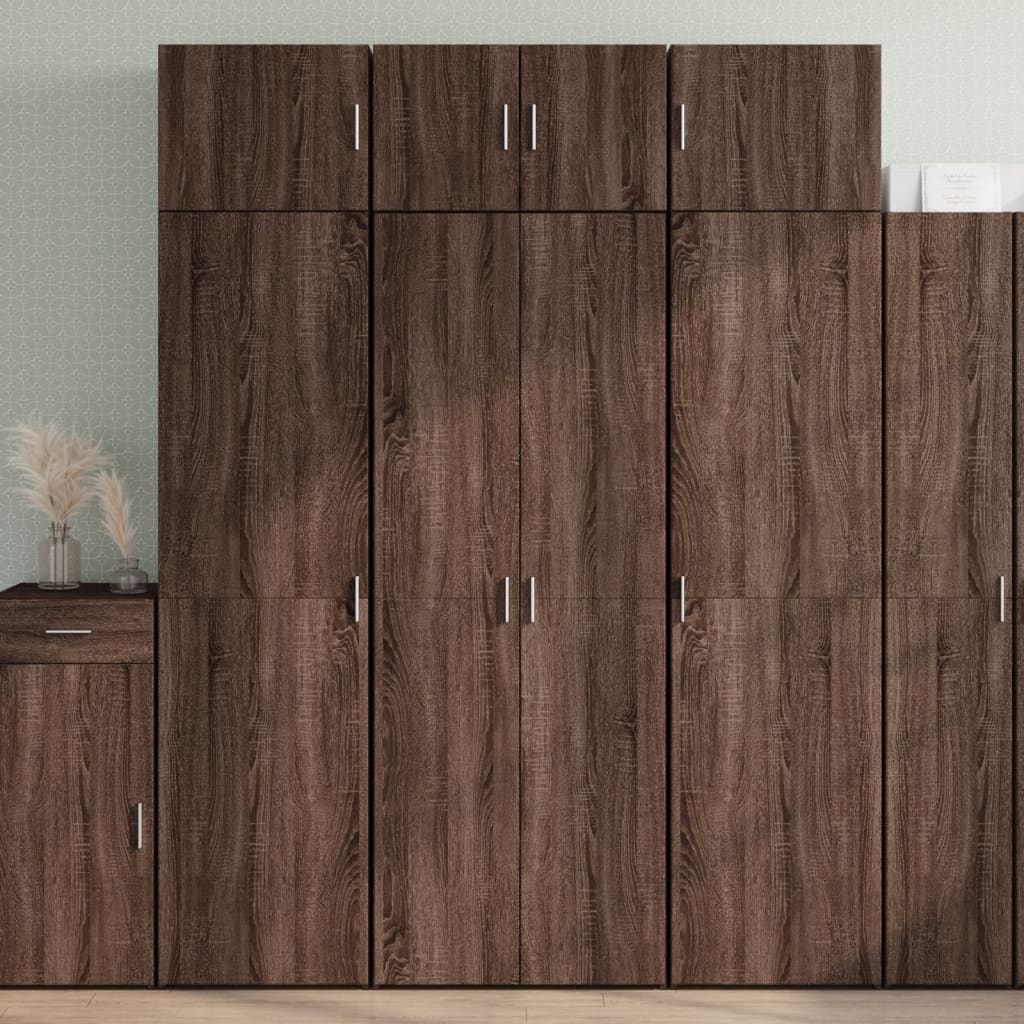 Buffet haut chêne marron 70x42,5x185 cm bois d'ingénierie - XIOS