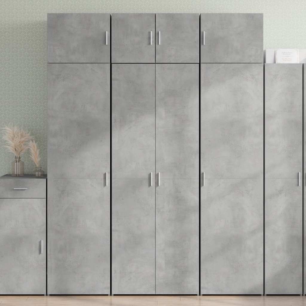 Buffet haut gris béton 70x42,5x185 cm bois d'ingénierie - XIOS