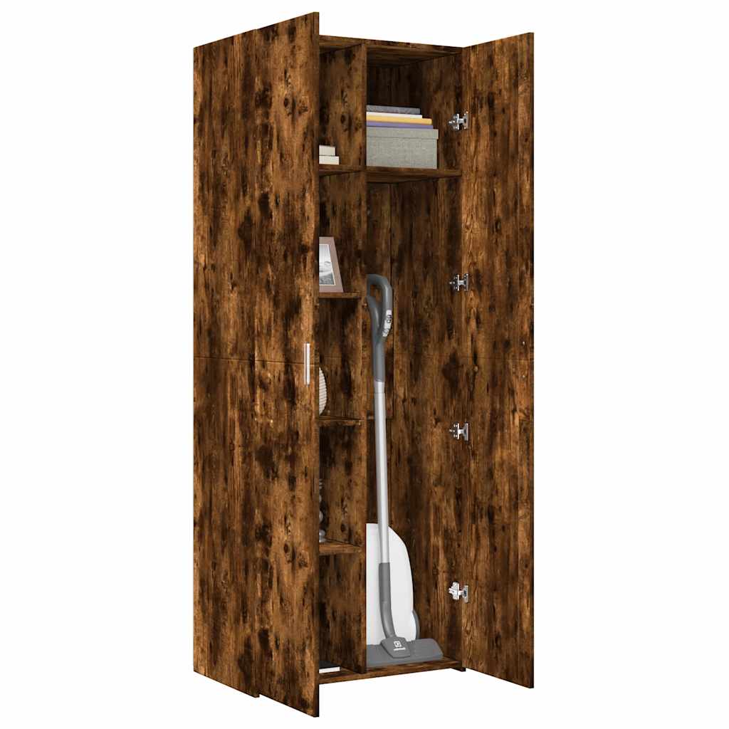 Buffet haut chêne fumé 70x42,5x185 cm bois d'ingénierie - XIOS