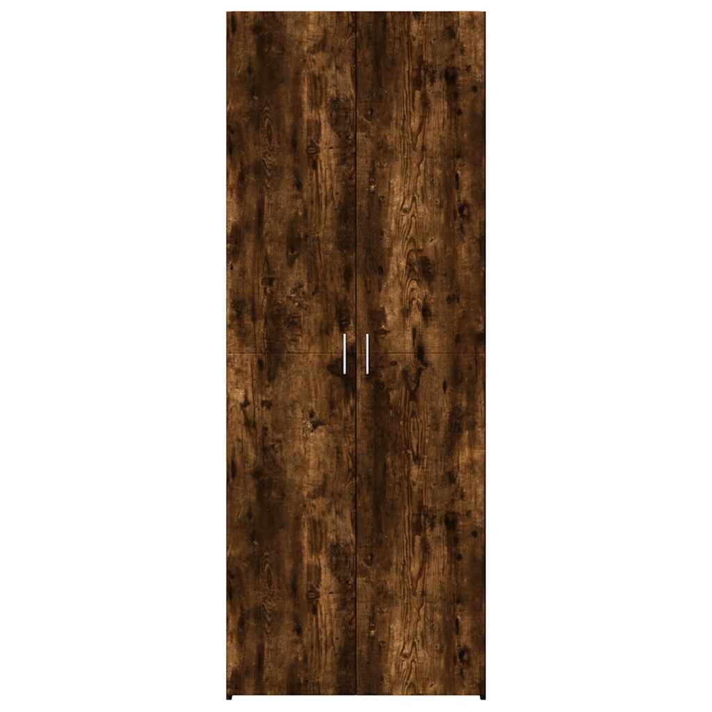 Buffet haut chêne fumé 70x42,5x185 cm bois d'ingénierie