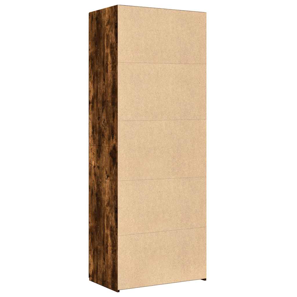 Buffet haut chêne fumé 70x42,5x185 cm bois d'ingénierie