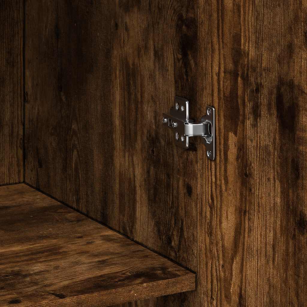 Buffet haut chêne fumé 70x42,5x185 cm bois d'ingénierie
