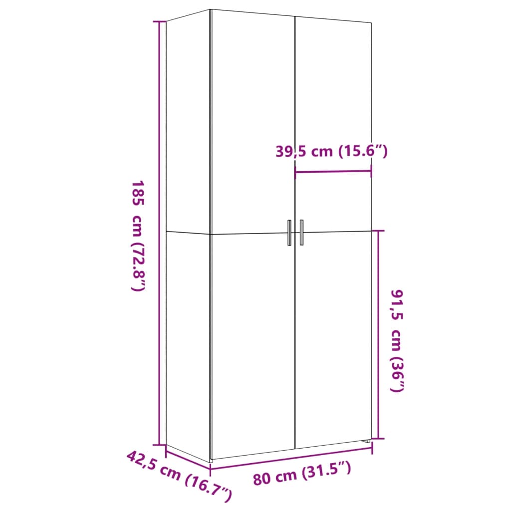 Buffet haut blanc 80x42,5x185 cm bois d'ingénierie - XIOS