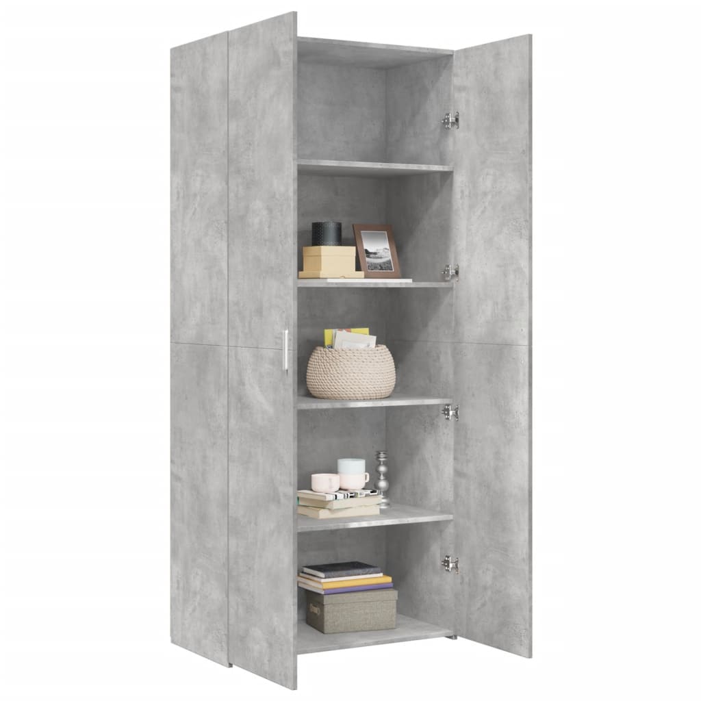 Buffet haut gris béton 80x42,5x185 cm bois d'ingénierie - XIOS