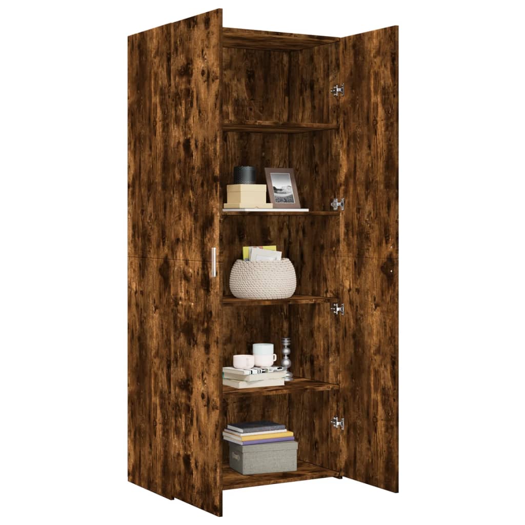 Buffet haut chêne fumé 80x42,5x185 cm bois d'ingénierie - XIOS