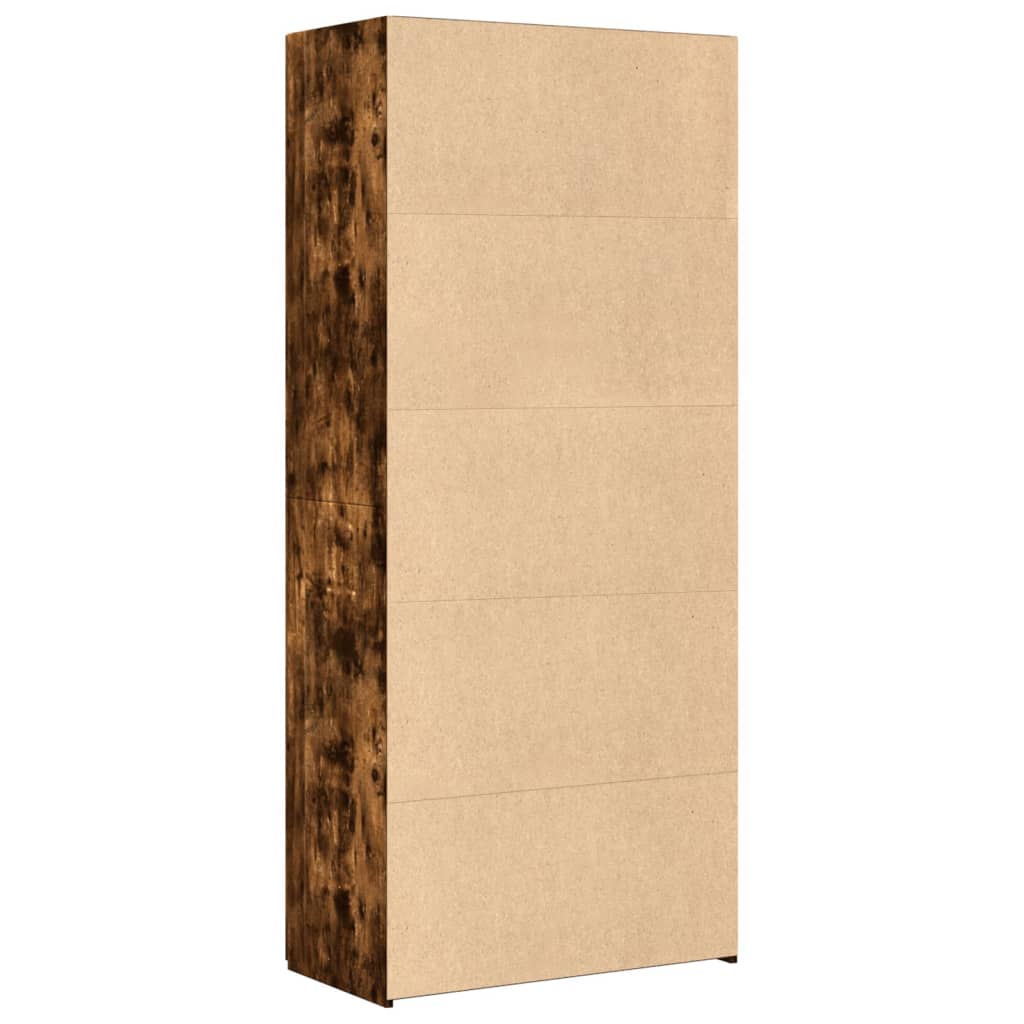 Buffet haut chêne fumé 80x42,5x185 cm bois d'ingénierie - XIOS