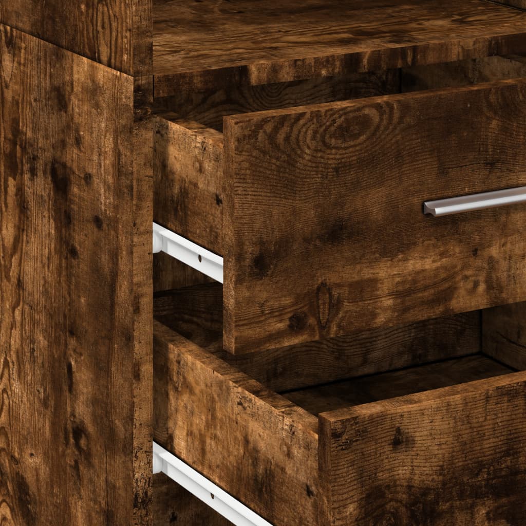 Buffet haut chêne fumé 40x42,5x185 cm bois d'ingénierie - XIOS