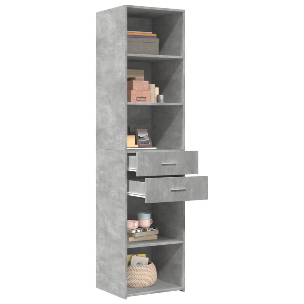 Buffet haut gris béton 45x42,5x185 cm bois d'ingénierie - XIOS