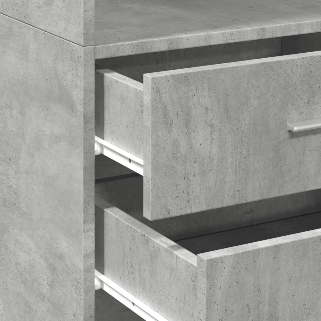 Buffet haut gris béton 45x42,5x185 cm bois d'ingénierie - XIOS