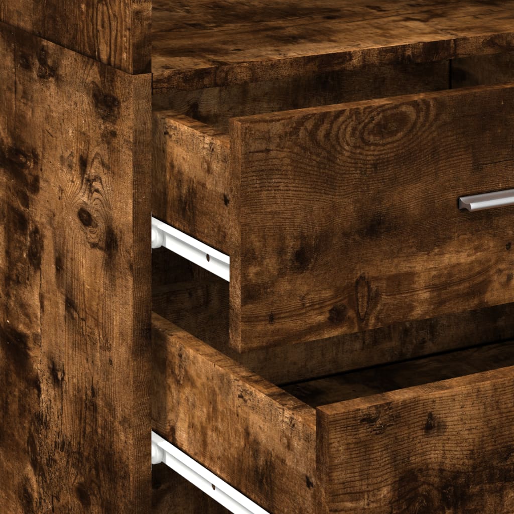 Buffet haut chêne fumé 45x42,5x185 cm bois d'ingénierie - XIOS