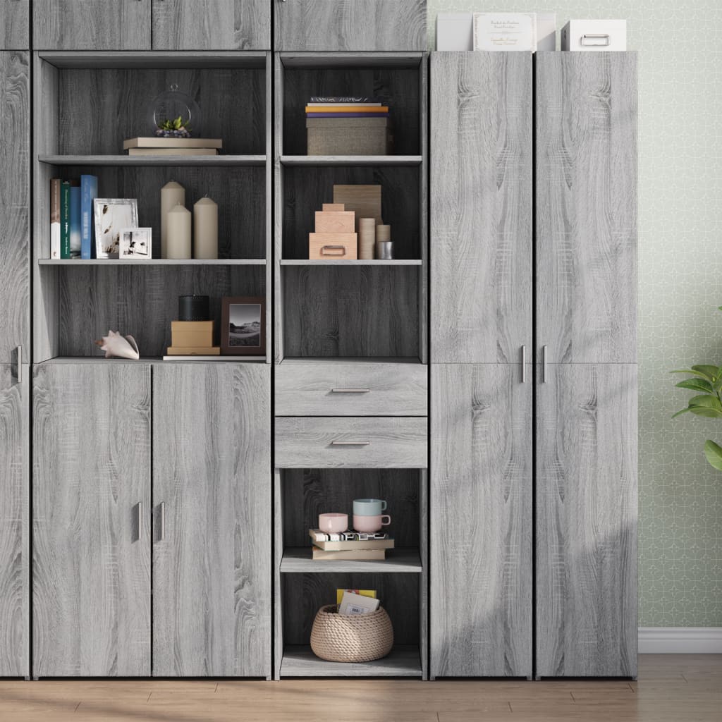 Buffet haut sonoma gris 45x42,5x185 cm bois d'ingénierie - XIOS