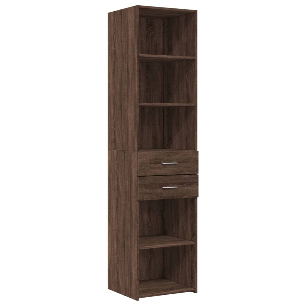 Buffet haut chêne marron 45x42,5x185 cm bois d'ingénierie - XIOS