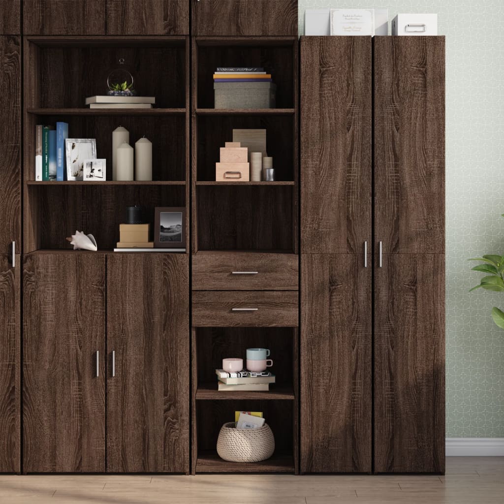 Buffet haut chêne marron 45x42,5x185 cm bois d'ingénierie - XIOS