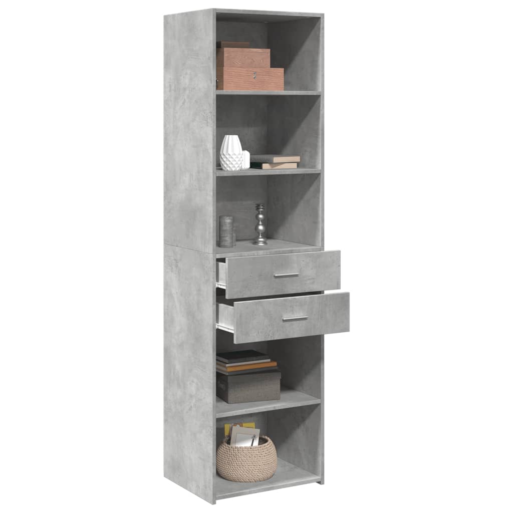 Buffet haut gris béton 50x42,5x185 cm bois d'ingénierie - XIOS