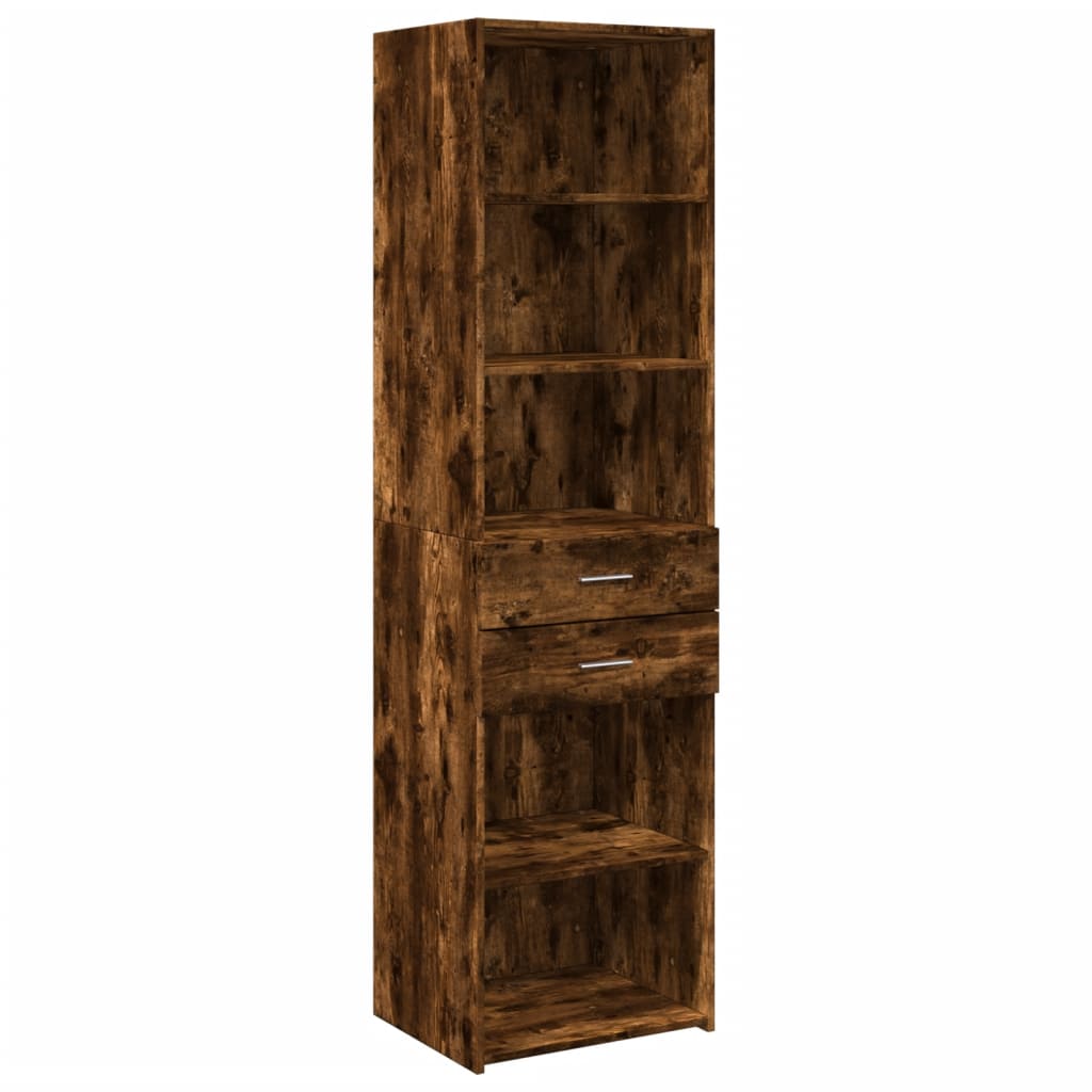 Buffet haut chêne fumé 50x42,5x185 cm bois d'ingénierie - XIOS