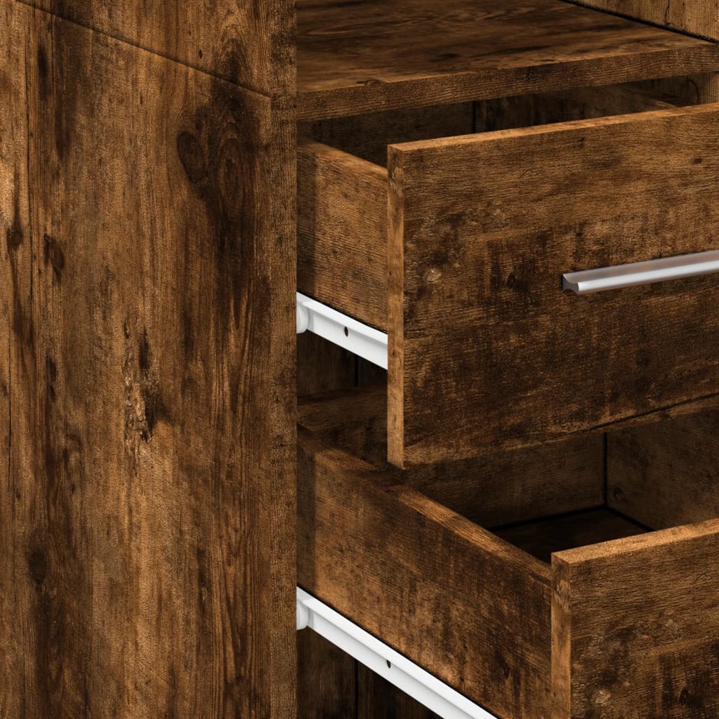 Buffet haut chêne fumé 50x42,5x185 cm bois d'ingénierie - XIOS