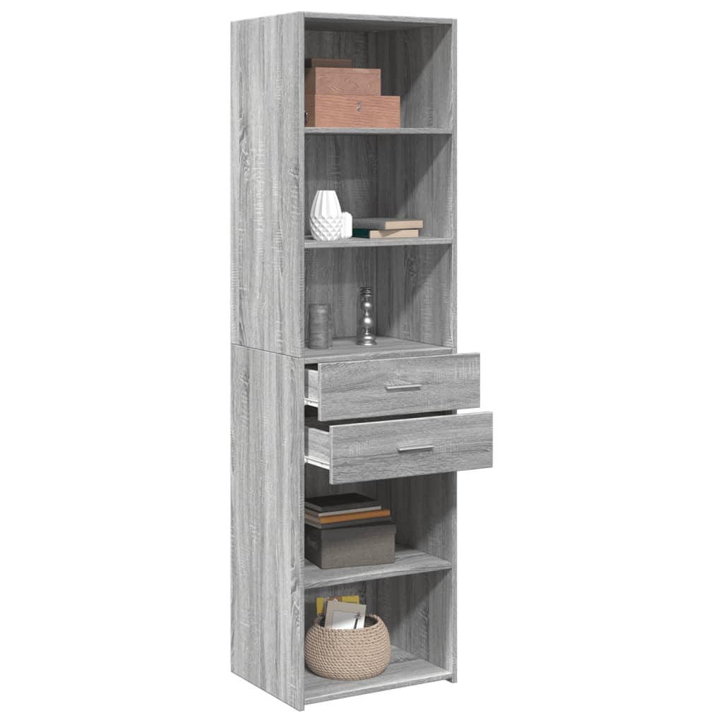 Buffet haut sonoma gris 50x42,5x185 cm bois d'ingénierie - XIOS