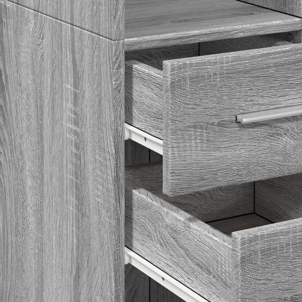 Buffet haut sonoma gris 50x42,5x185 cm bois d'ingénierie - XIOS