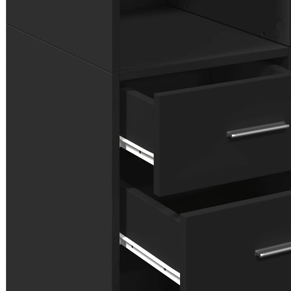 Buffet haut noir 70x42,5x185 cm bois d'ingénierie - XIOS