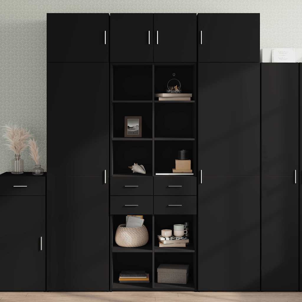 Buffet haut noir 70x42,5x185 cm bois d'ingénierie - XIOS