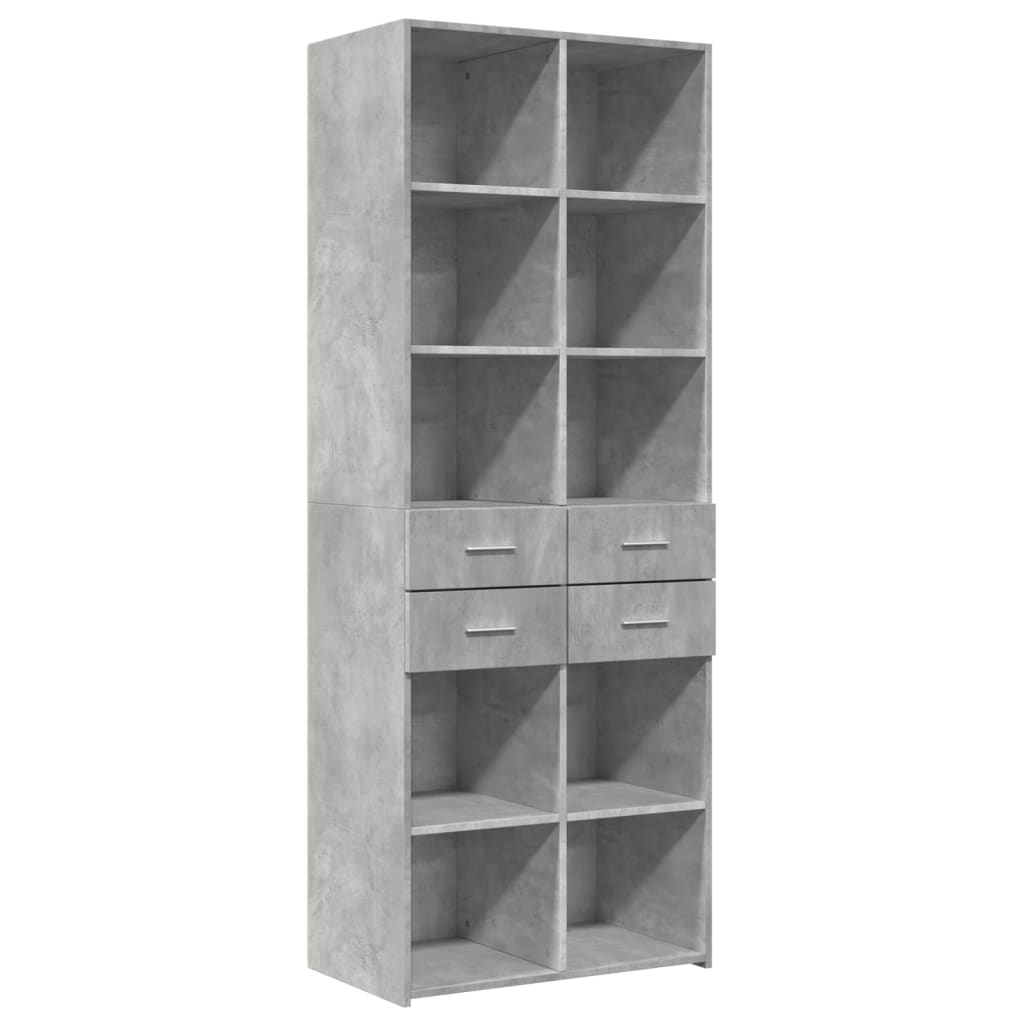 Buffet haut gris béton 70x42,5x185 cm bois d'ingénierie - XIOS