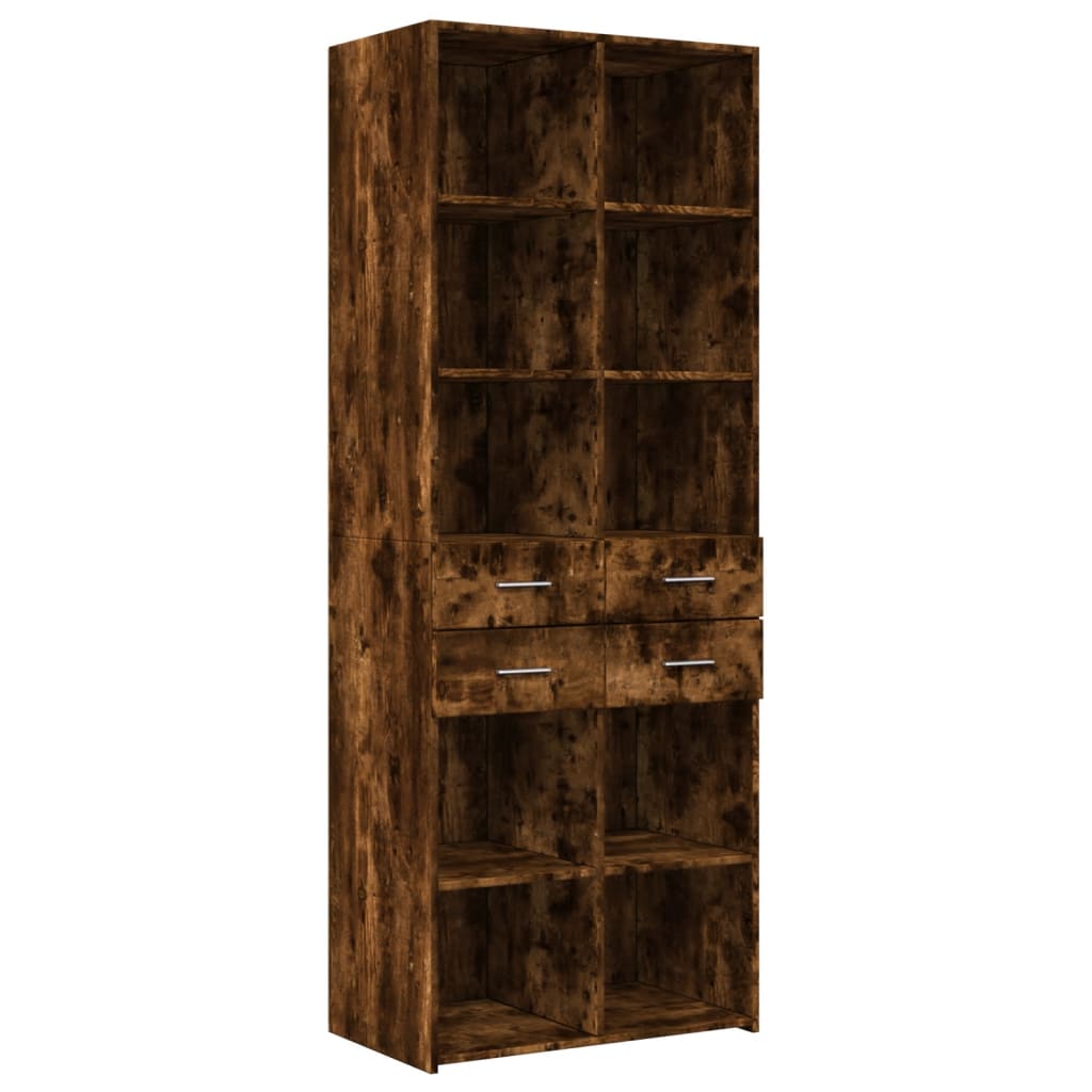 Buffet haut chêne fumé 70x42,5x185 cm bois d'ingénierie - XIOS