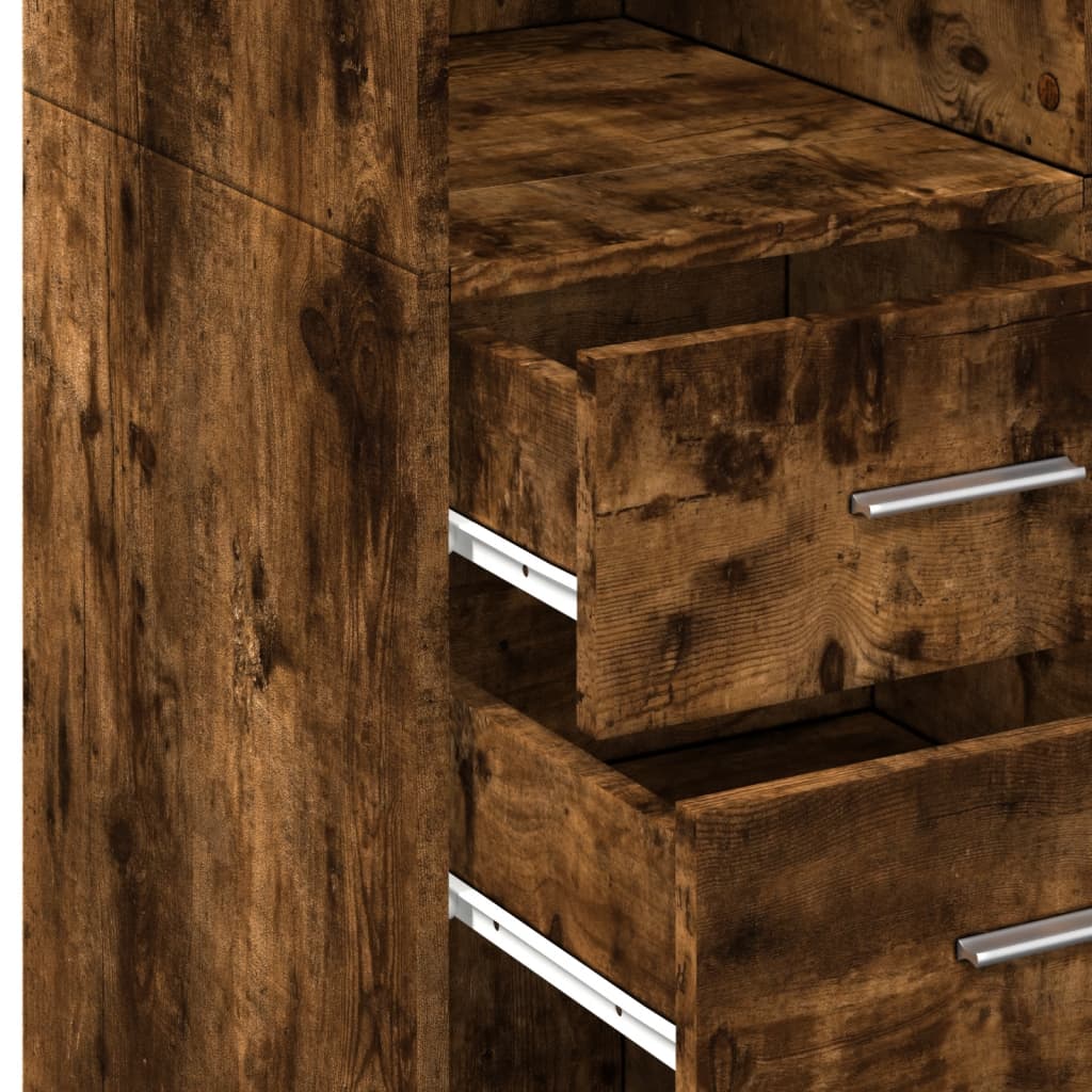 Buffet haut chêne fumé 70x42,5x185 cm bois d'ingénierie - XIOS