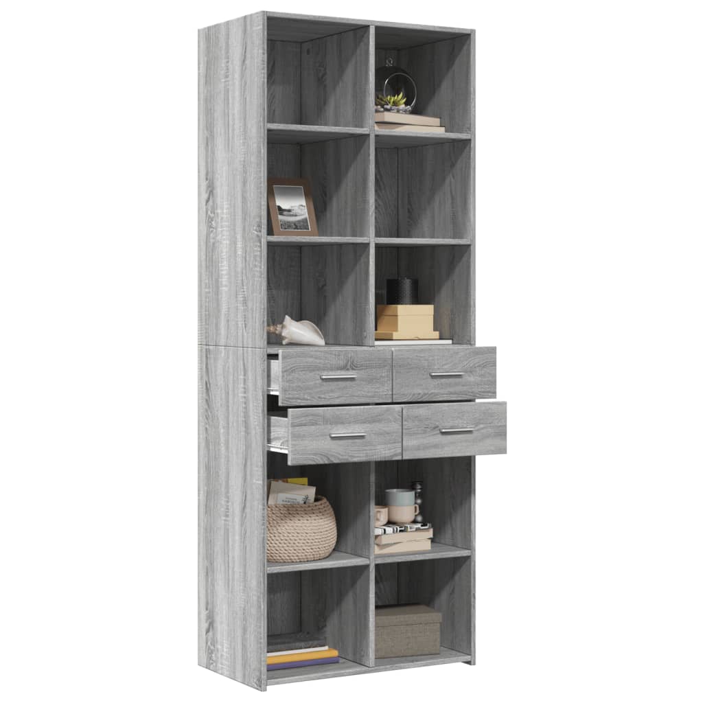 Buffet haut sonoma gris 70x42,5x185 cm bois d'ingénierie - XIOS