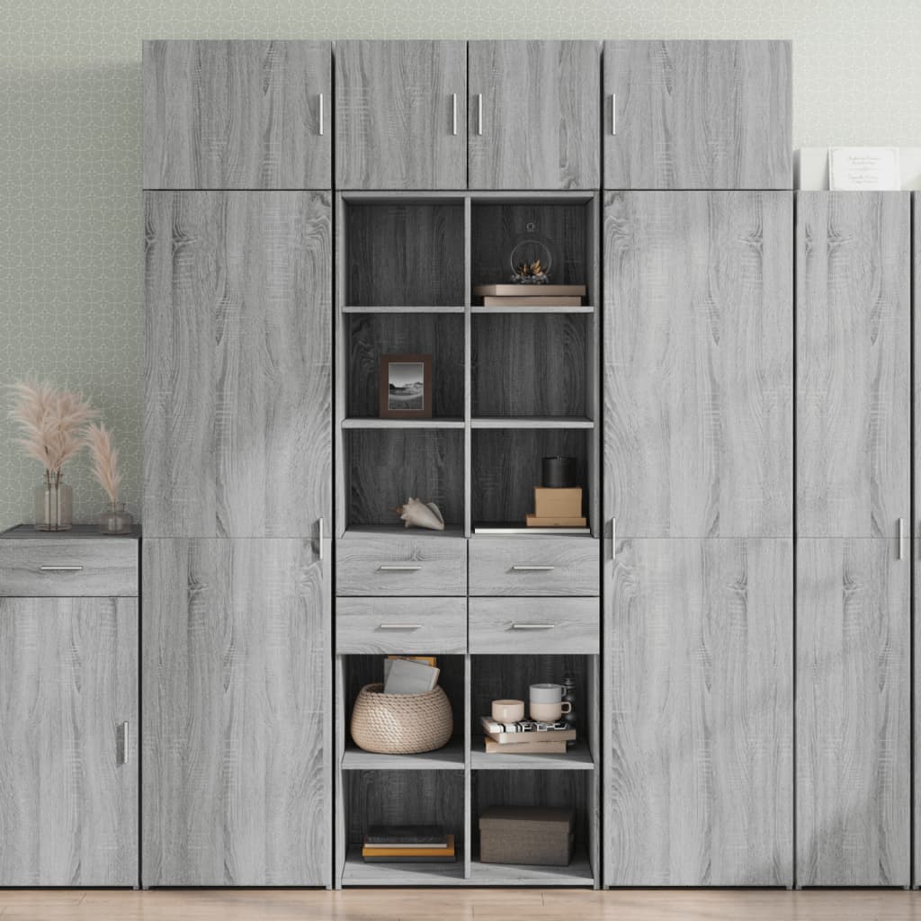 Buffet haut sonoma gris 70x42,5x185 cm bois d'ingénierie - XIOS