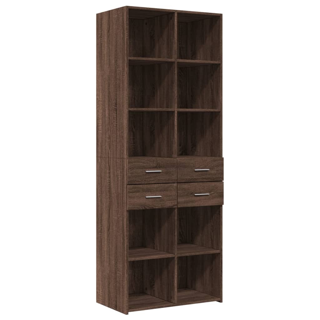 Buffet haut chêne marron 70x42,5x185 cm bois d'ingénierie - XIOS