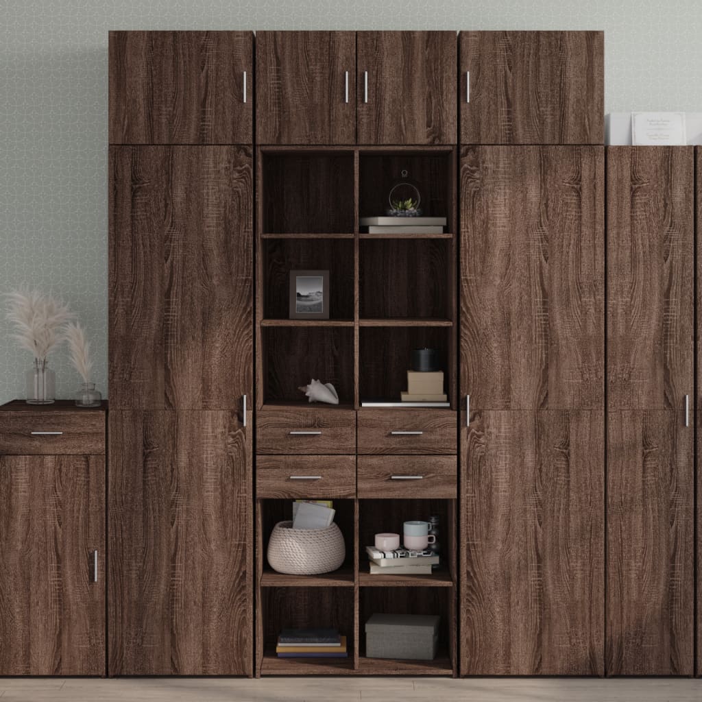 Buffet haut chêne marron 70x42,5x185 cm bois d'ingénierie - XIOS