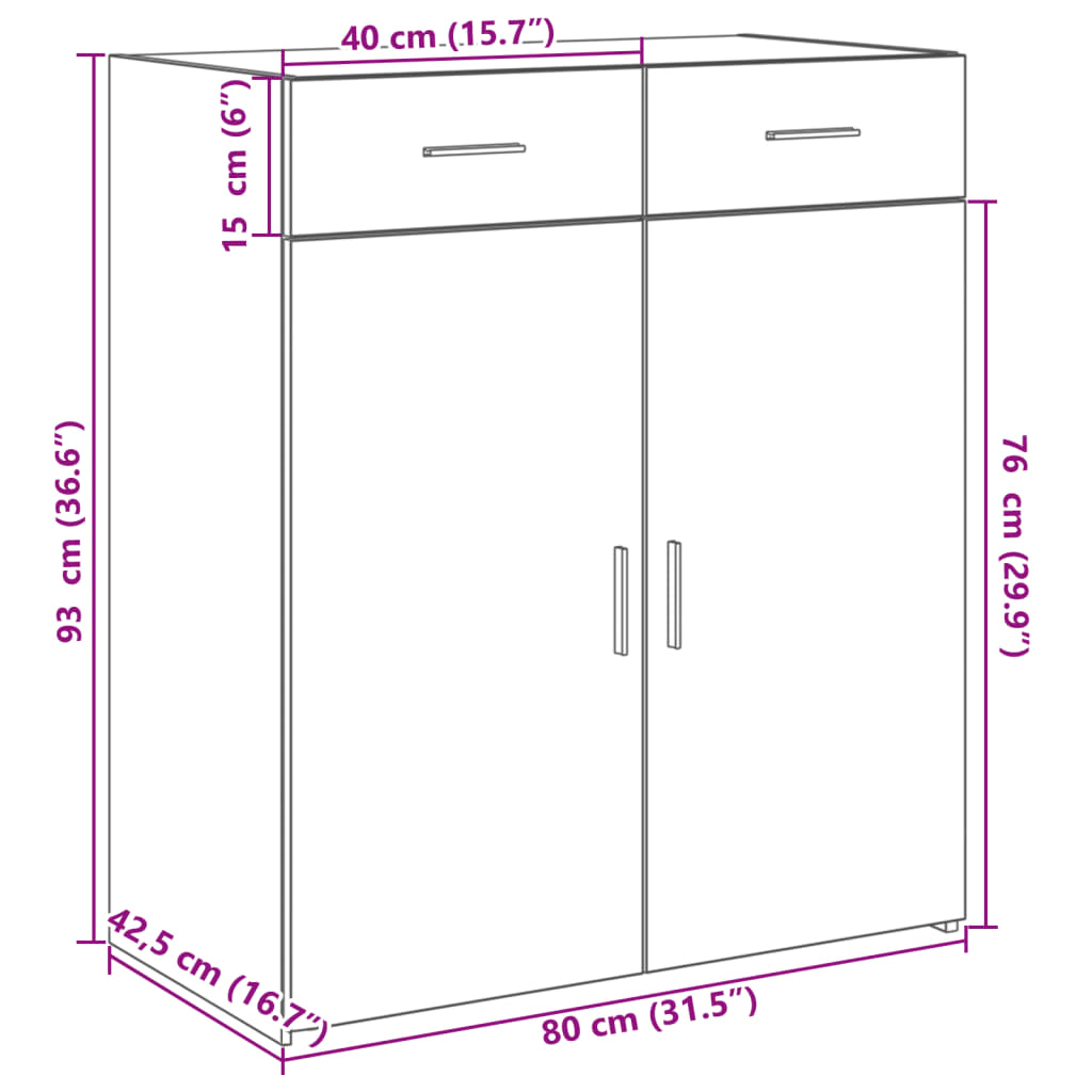 Buffet chêne fumé 80x42,5x93 cm bois d'ingénierie - XIOS