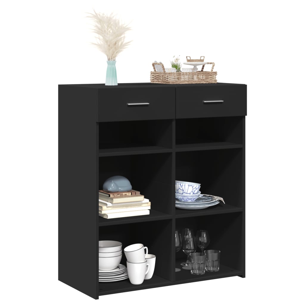 Buffet noir 80x42,5x93 cm bois d'ingénierie - XIOS