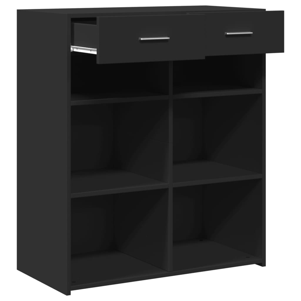 Buffet noir 80x42,5x93 cm bois d'ingénierie - XIOS