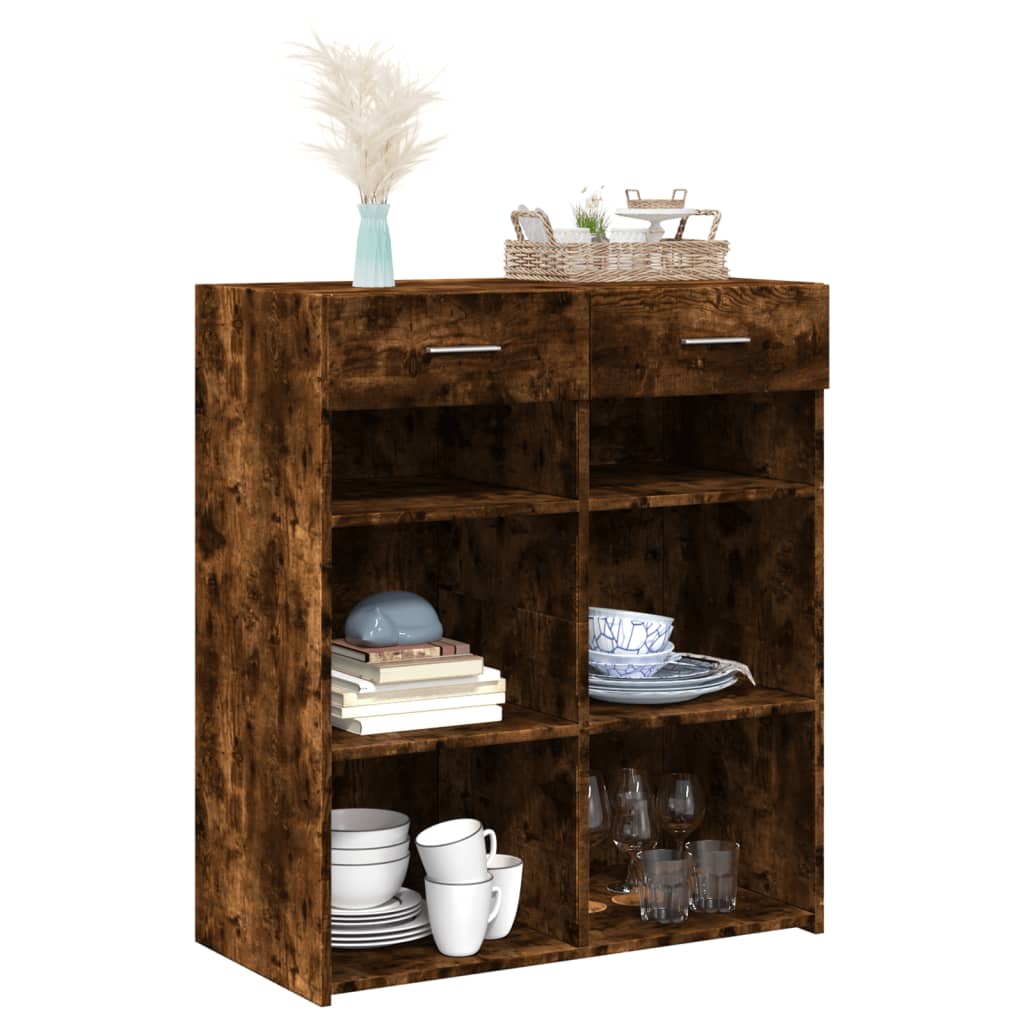 Buffet chêne fumé 80x42,5x93 cm bois d'ingénierie - XIOS