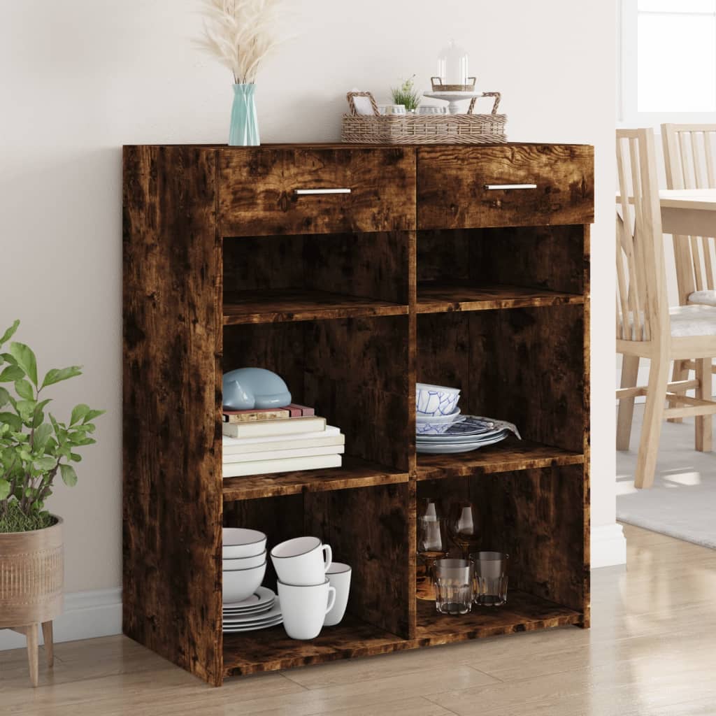 Buffet chêne fumé 80x42,5x93 cm bois d'ingénierie - XIOS