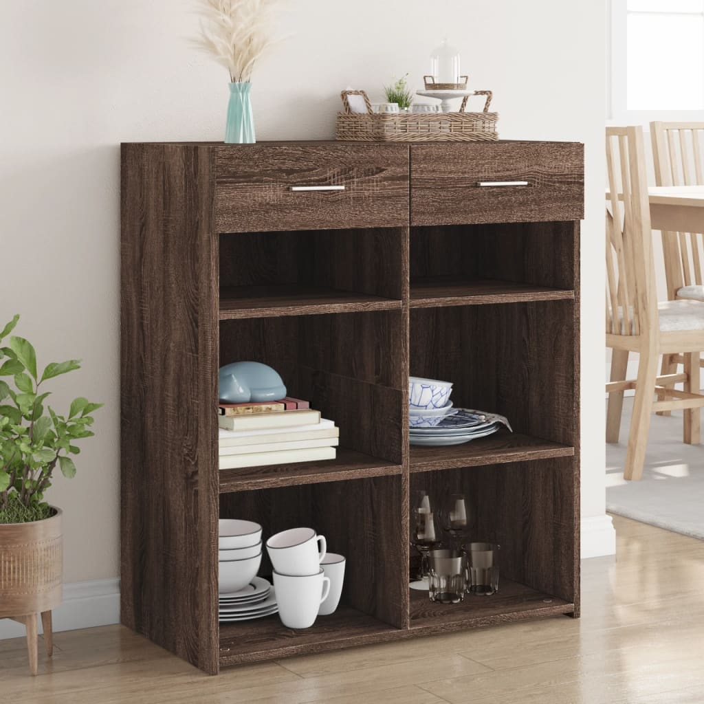 Buffet chêne marron 80x42,5x93 cm bois d'ingénierie - XIOS