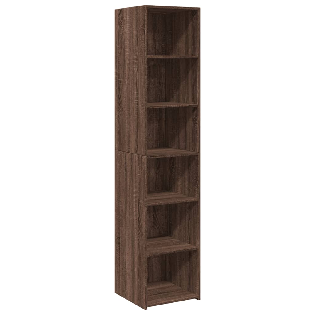 Buffet haut chêne marron 40x41x185 cm bois d'ingénierie - XIOS