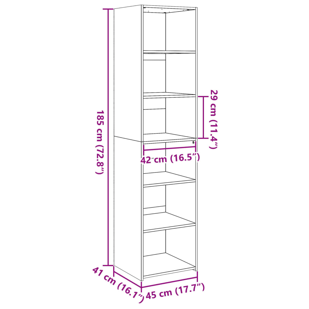 Buffet haut chêne sonoma 45x41x185 cm bois d'ingénierie - XIOS