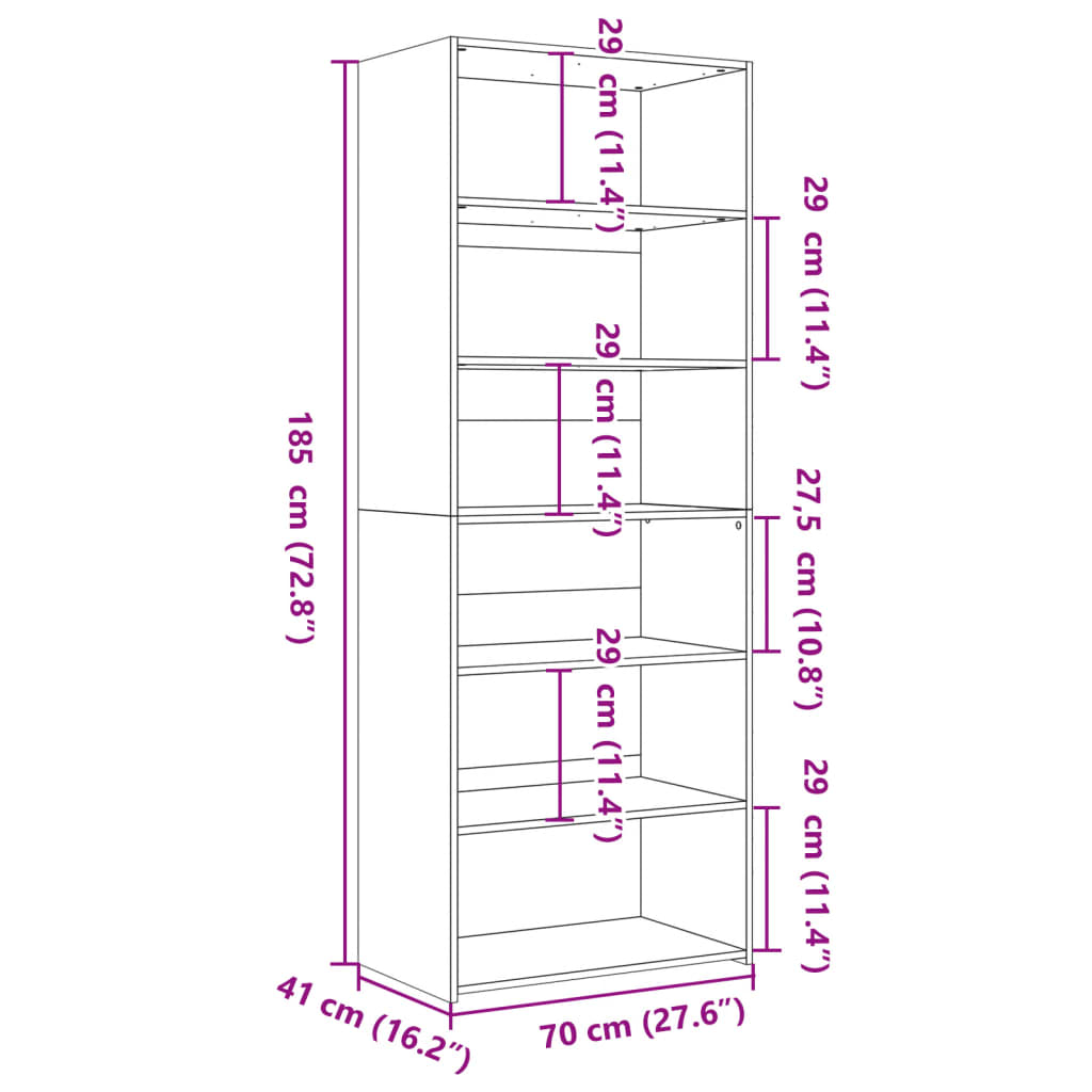 Buffet haut chêne sonoma 70x41x185 cm bois d'ingénierie - XIOS