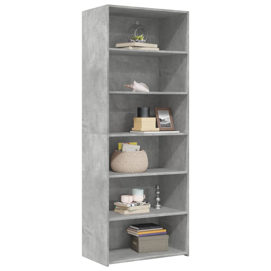 Buffet haut gris béton 70x41x185 cm bois d'ingénierie - XIOS