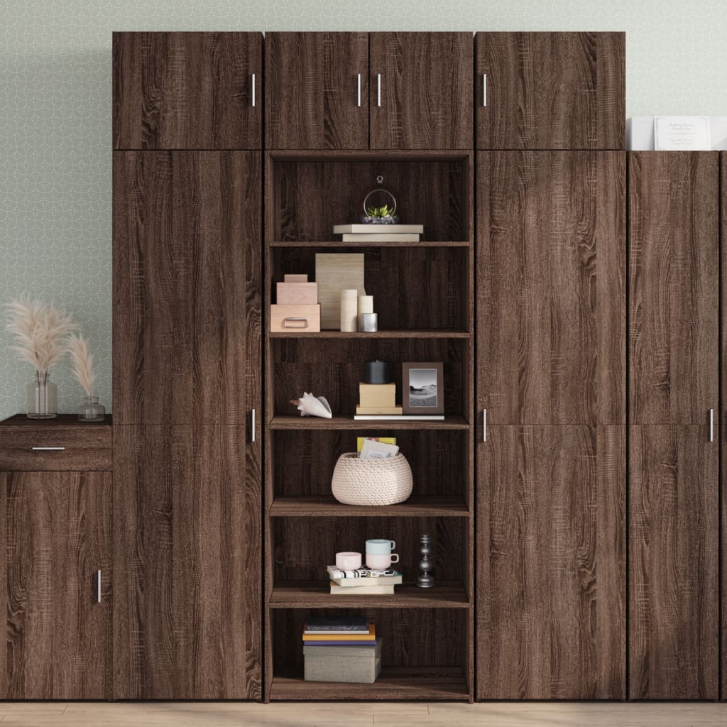 Buffet haut chêne marron 70x41x185 cm bois d'ingénierie - XIOS