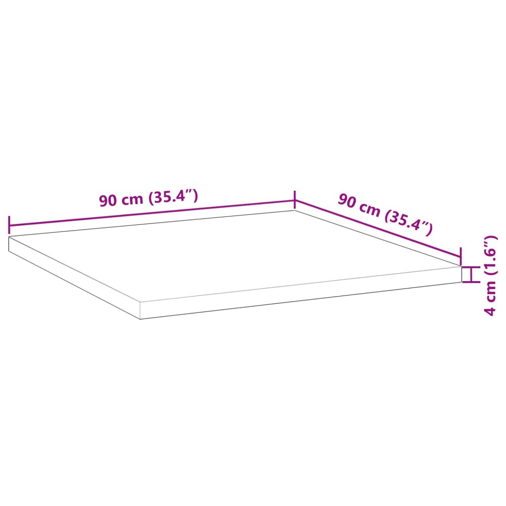 Dessus de table carré 90x90x4 cm bois massif d'acacia - XIOS